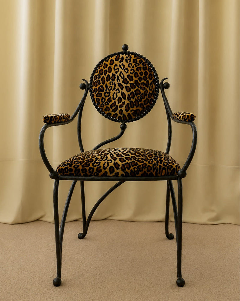 Pair of Galante Hammered Wrought Iron Armchairs — detail view
