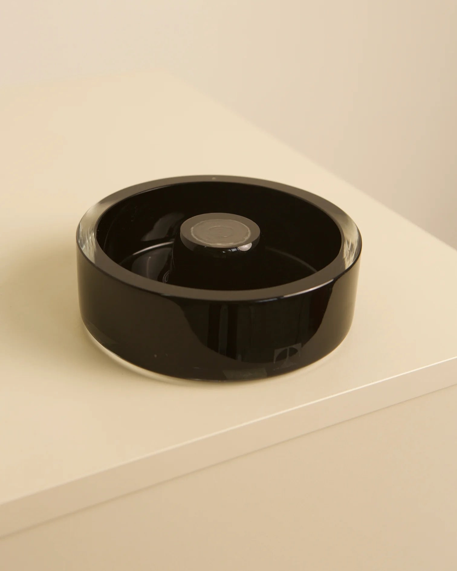 Black Murano glass vide-poche by Venini, designed by Borsani