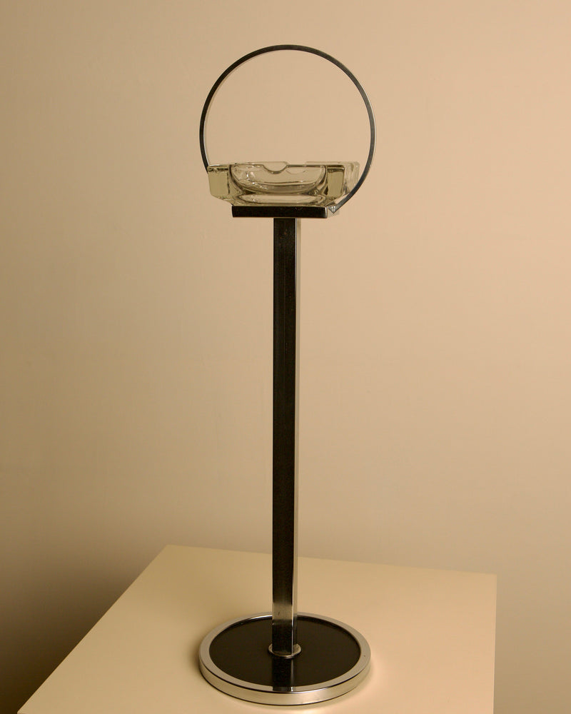 Italian Crystal Ashtray on a Chromed Metal Stand, 1950s by Treaptyque | The Oblist — vintage crystal and chrome design