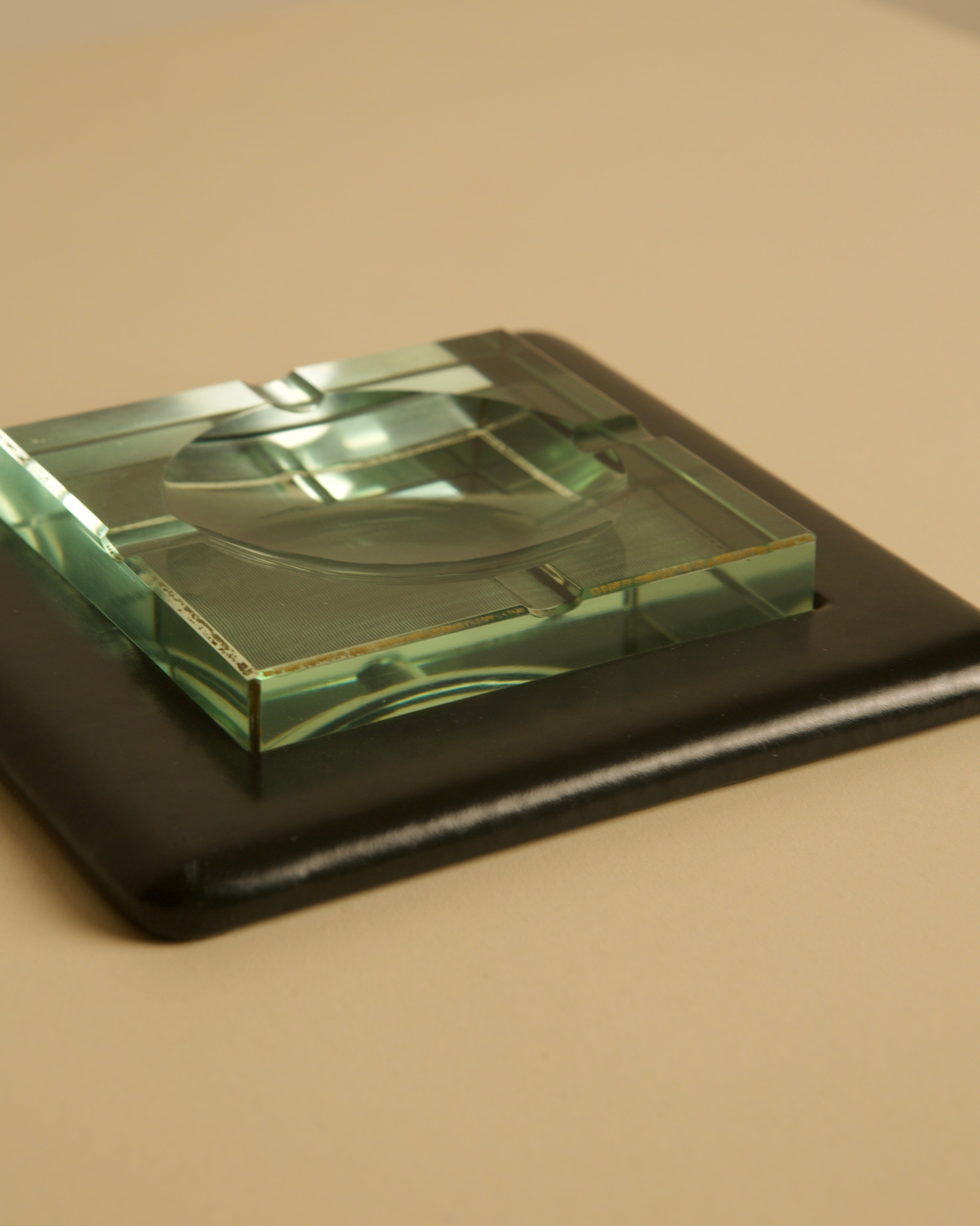 Square Italian Ashtray by Fontana Arte, 1960s — angled view on neutral background