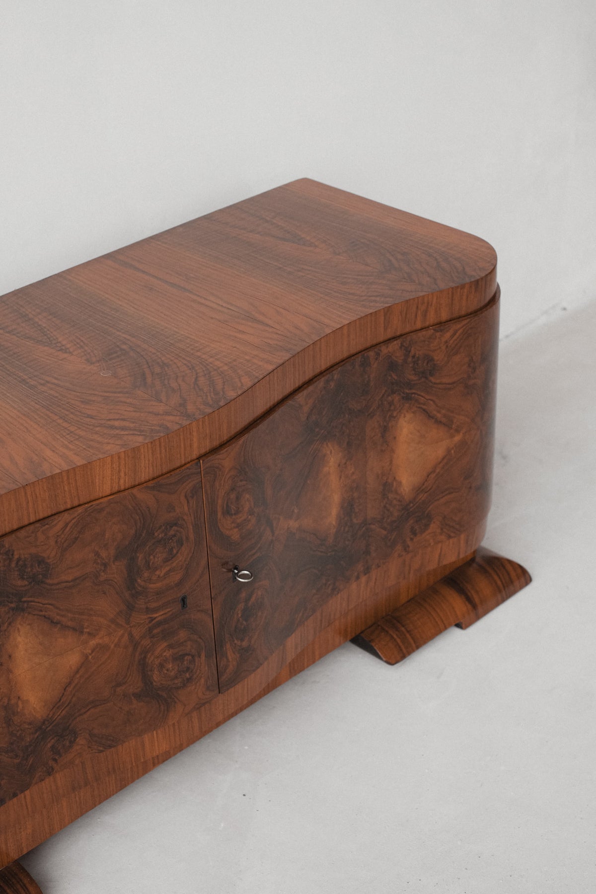 Elegant Art Deco Burr Walnut Cabinet — alternate view