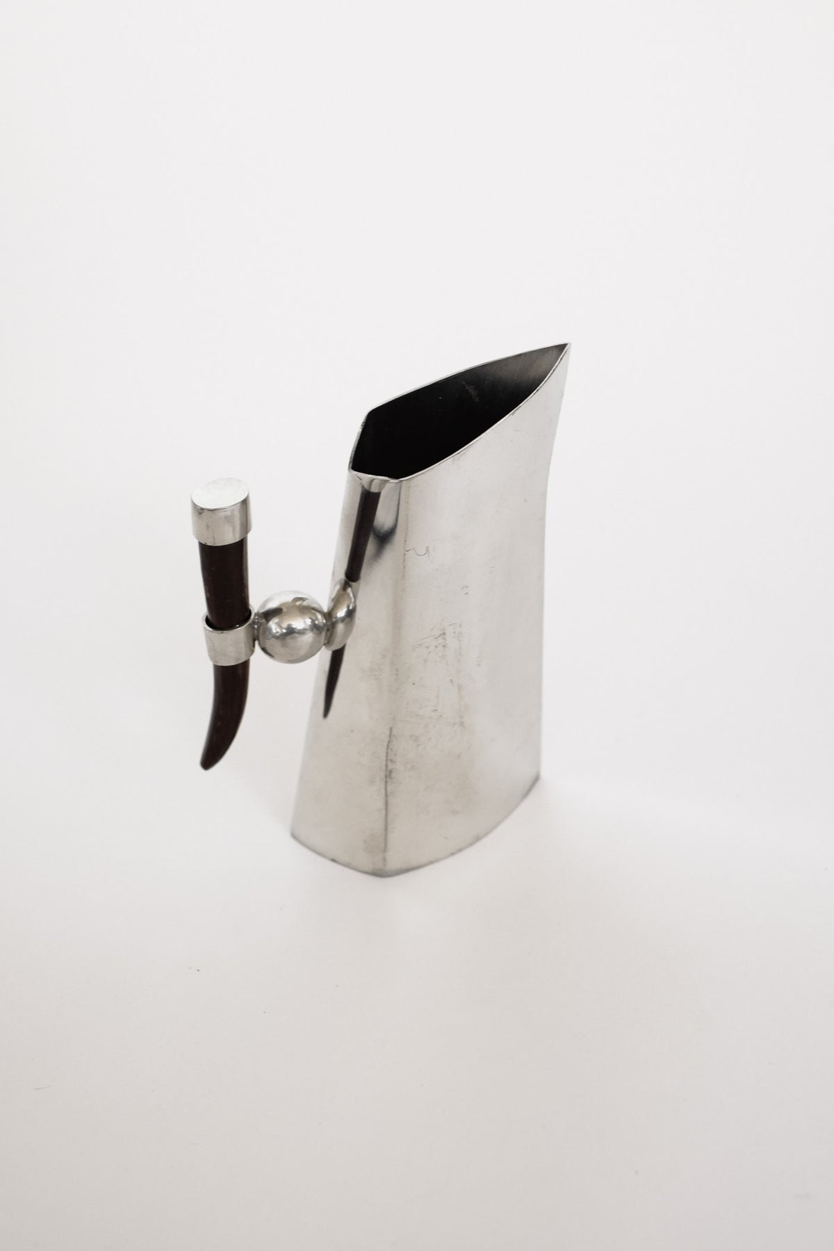 Vintage Mid-Century Schohaus Bolivian Pewter Pitcher — side angle