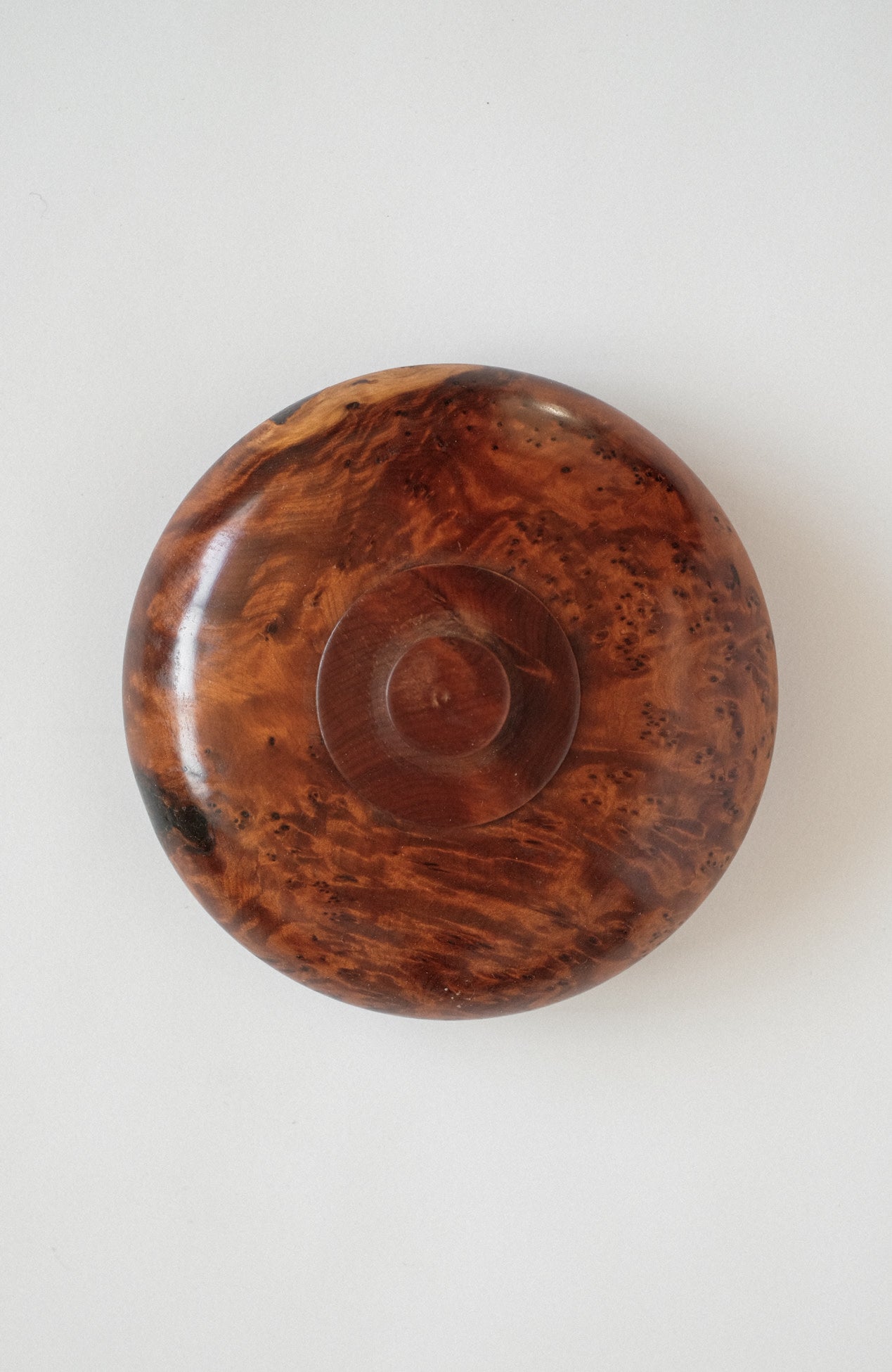 Handcrafted Burl Wood Box — side angle