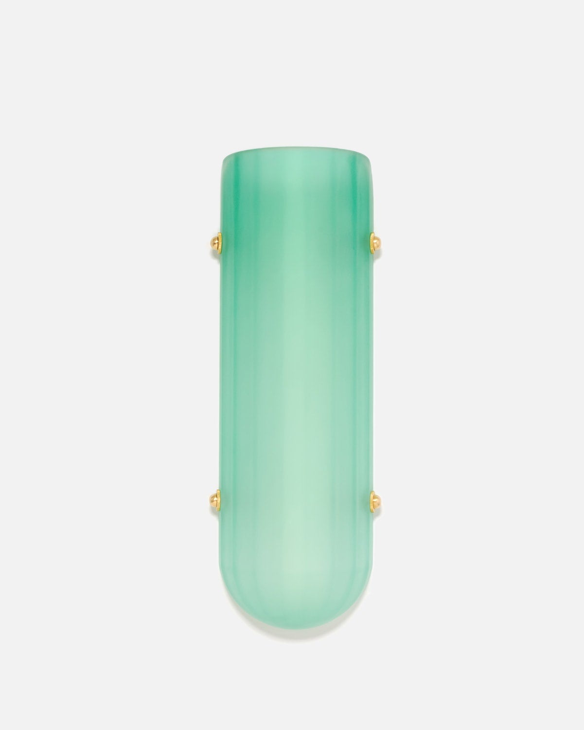 Selene Blown Colored Glass LED Wall Sconce with Etched Finish and Brass Metal Hardware — front view against a neutral wall