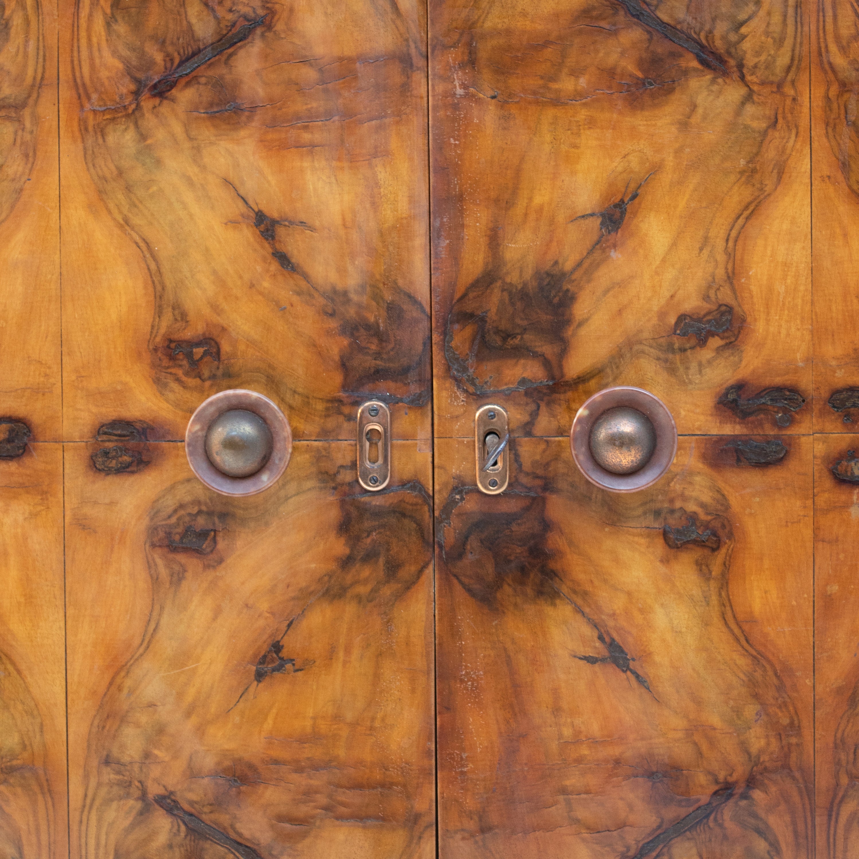 Art Deco Sideboard with Sculptural Veneer Pattern — close-up