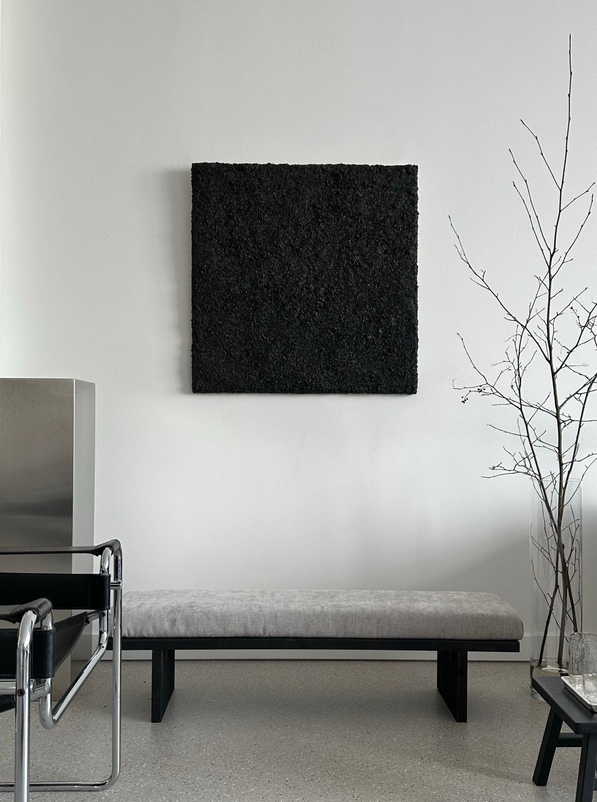 ARCHE 01' sculptural wall art — close-up of textured black surface