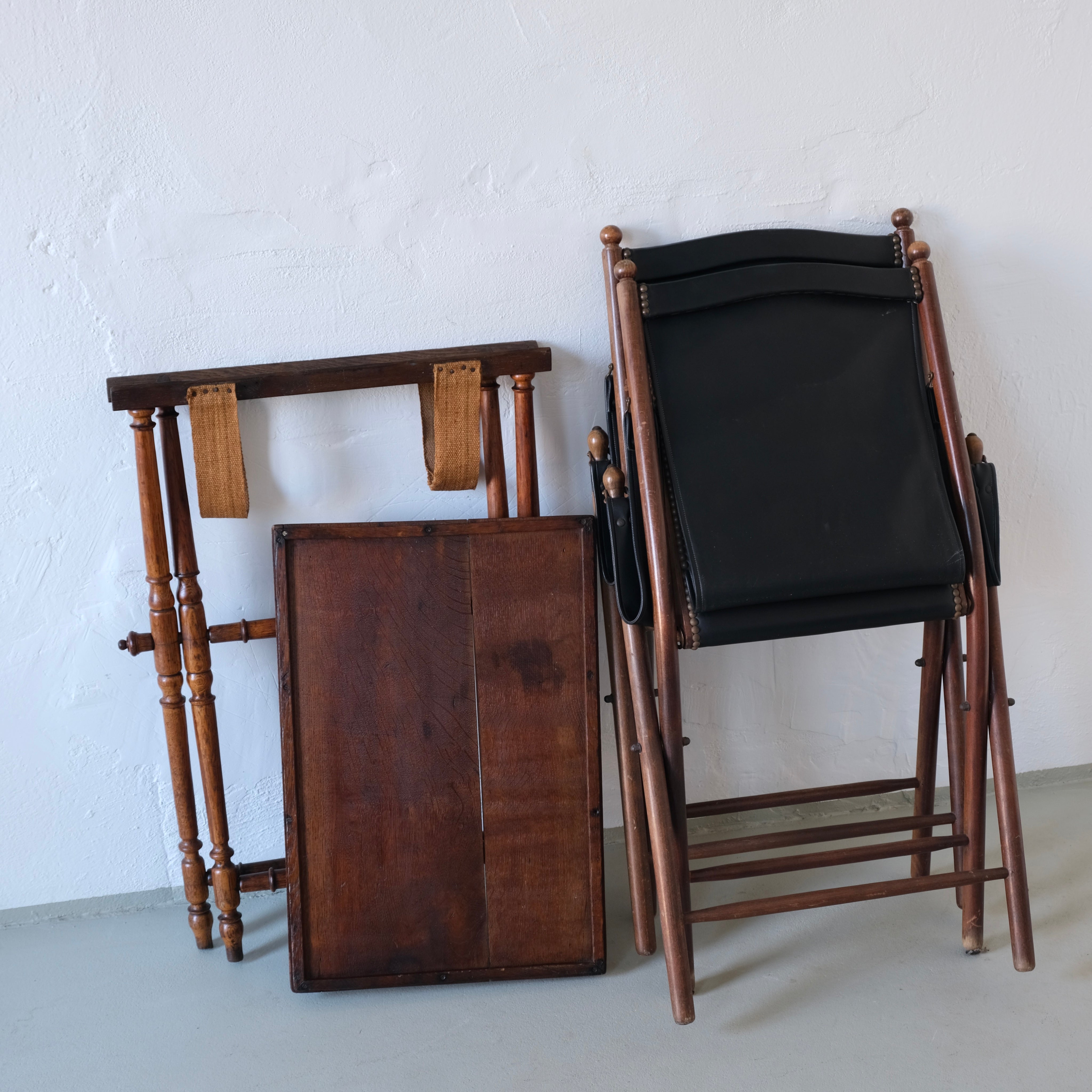 Vintage Folding Chair and Tray Table Set | Campaign Style  — view 9