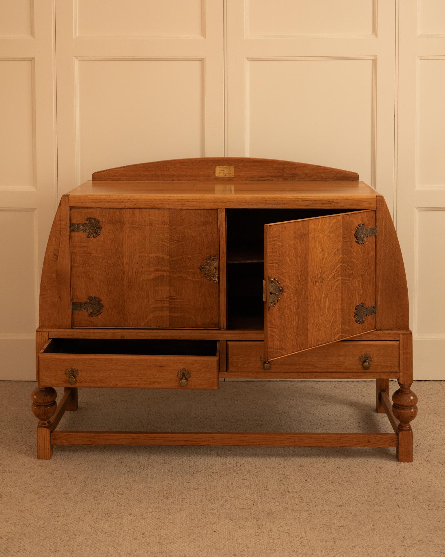 English Oak Storage Unit - 1930s — side angle