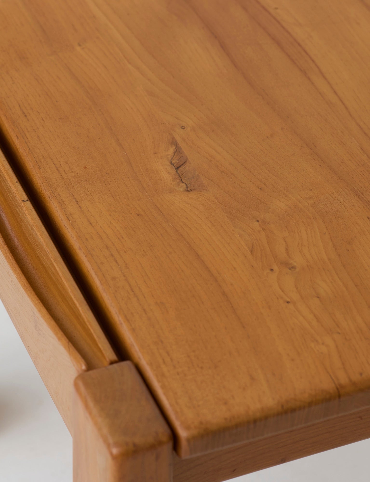 Minimalist Solid Elm Bedside Table with Drawer by Maison Regain, France, 1980s — view 10