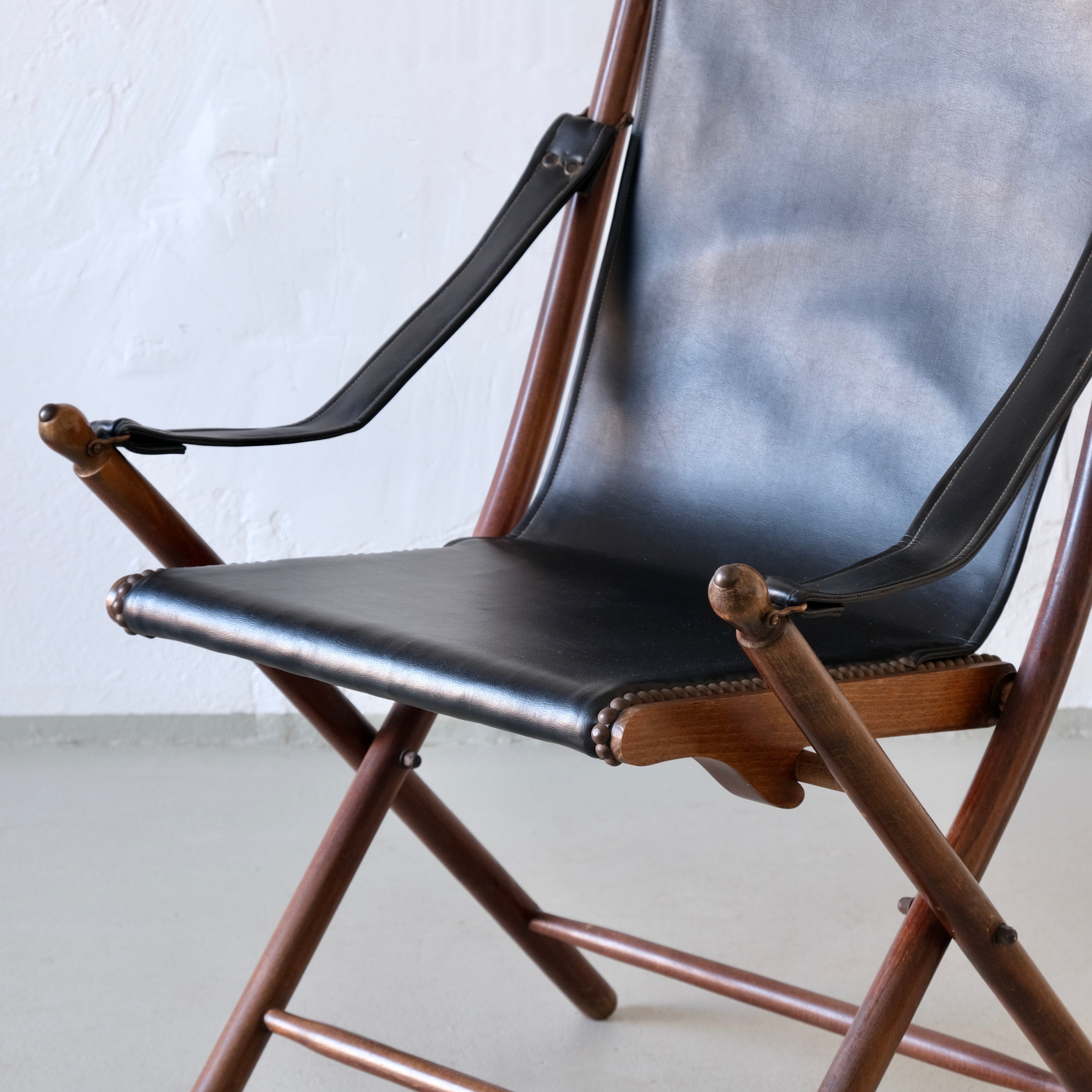 Vintage Folding Chair and Tray Table Set | Campaign Style  — in context