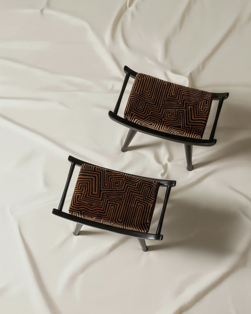 Pantera Chair Stool in Wood and Fabric