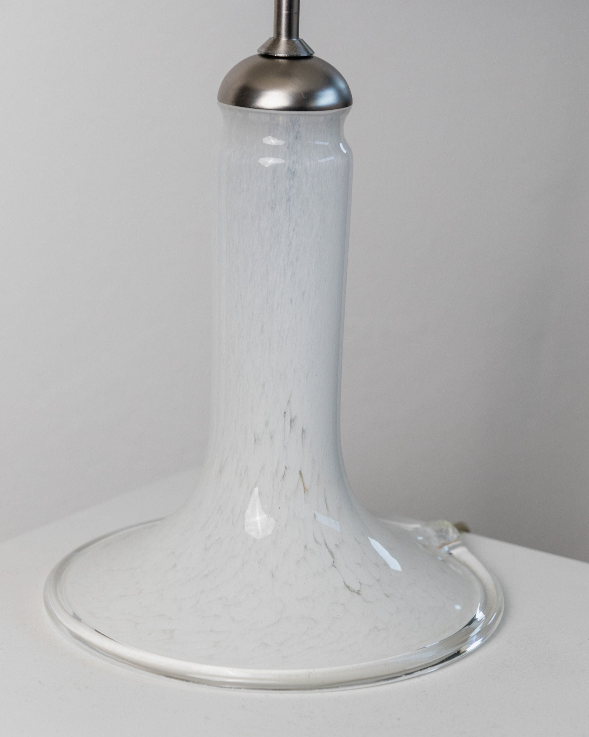 Murano Glass Table Lamp, Italy 1980s — top view of white glass base
