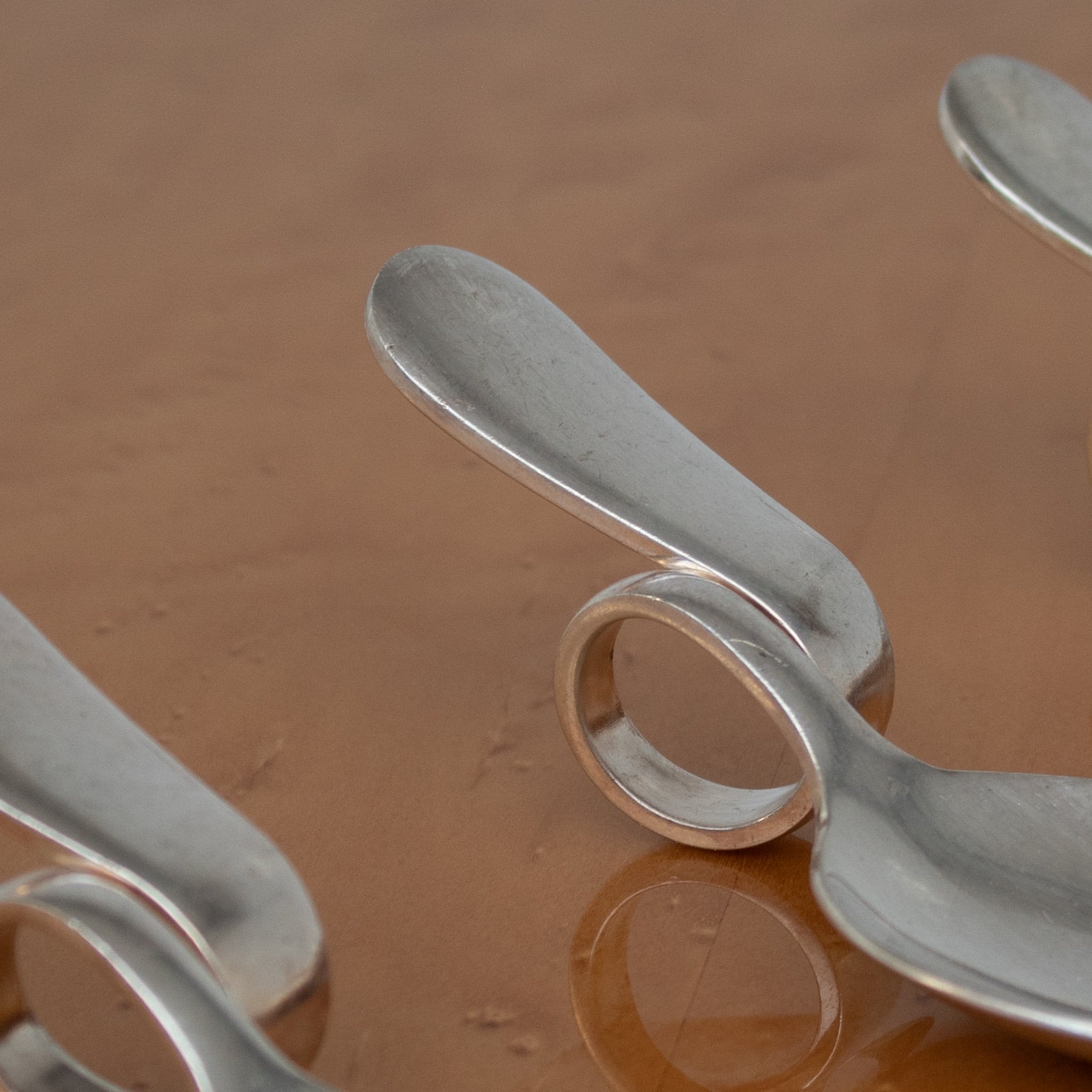 Set of 12 Tasting Spoons by Broggi Milano — close-up on polished stainless steel surface