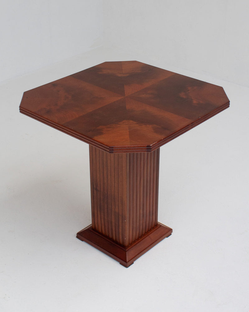 Michel Briard Hexagonal Pedestal Table in Mahogany by Malata Antwerp | The Oblist