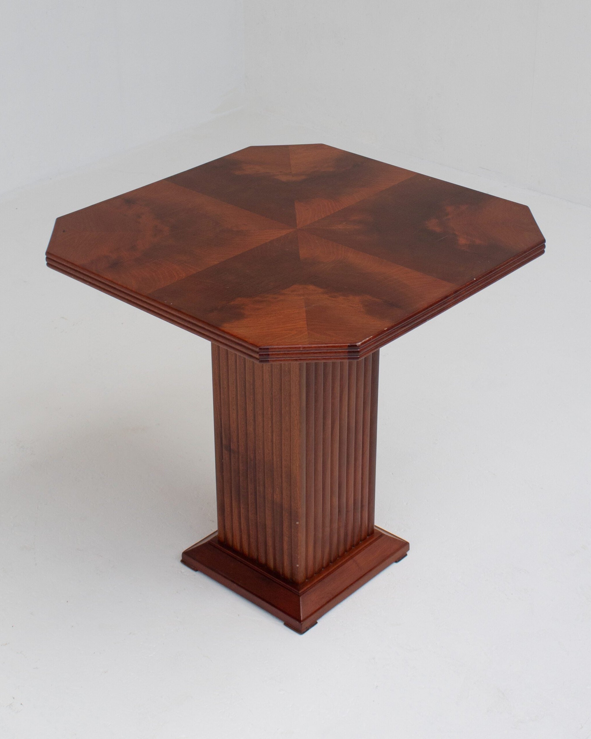 Michel Briard Hexagonal Pedestal Table in Mahogany by Malata Antwerp | The Oblist