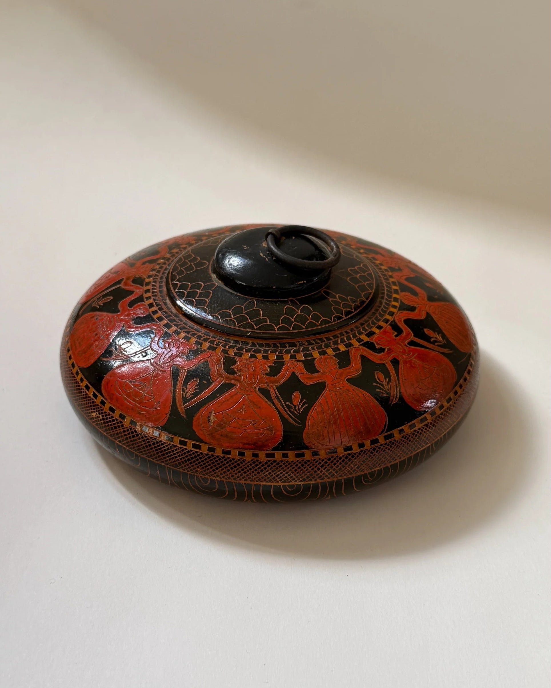 Antique Ottoman Painted Wooden Box by Galerie Storm | The Oblist — handcrafted black and red design