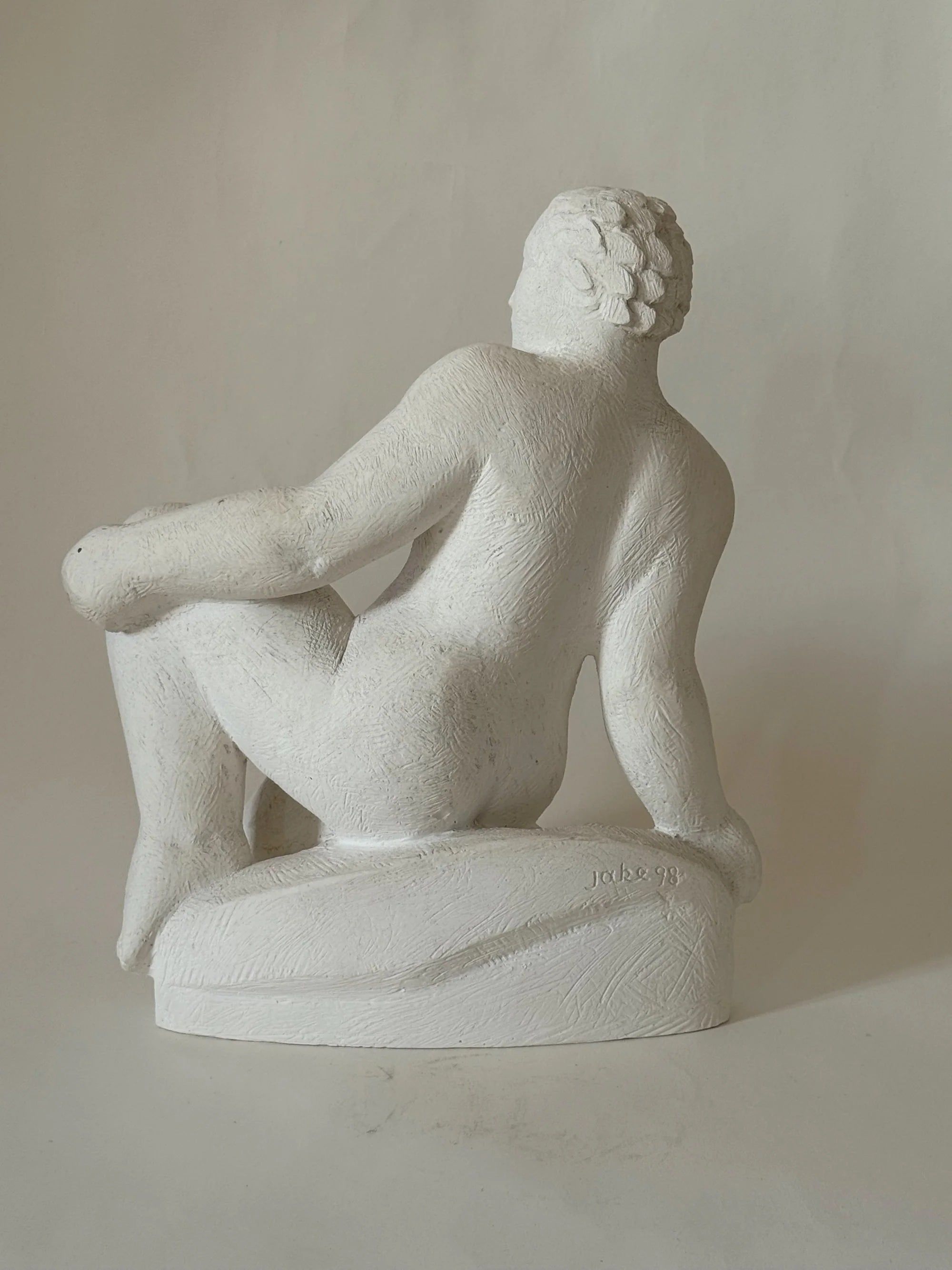 Reclining Female Figure Sculpture no. II, Jan Keustermans — rear view highlighting textured white surface