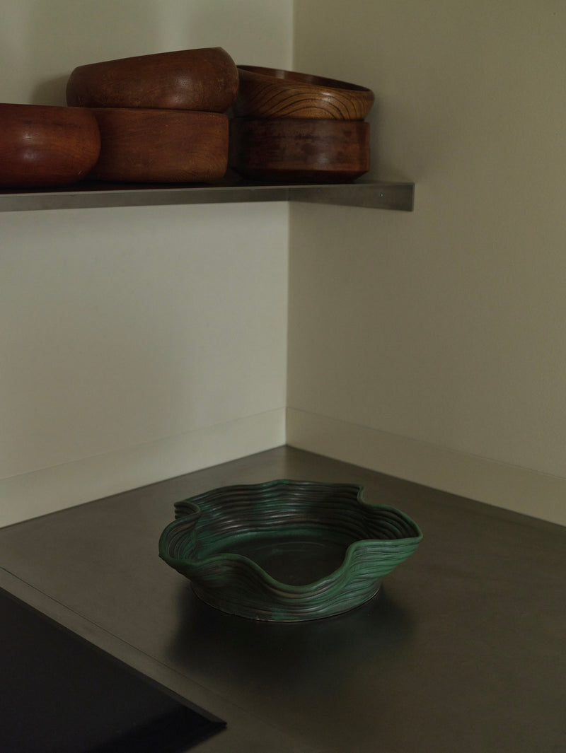 Handsculpted ceramic bowl dark green big by 2222Studio | The Oblist