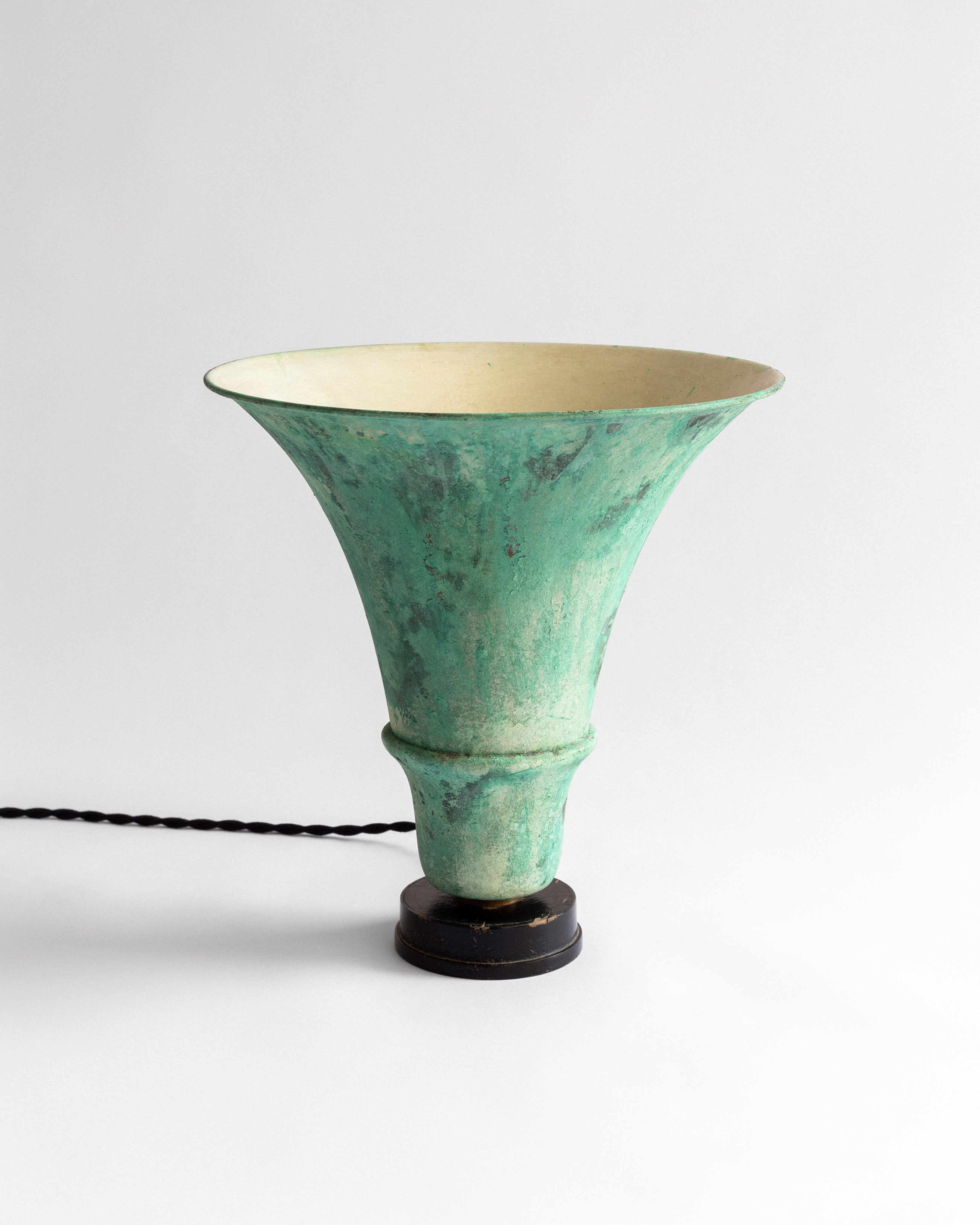 Art Deco Uplighter with Verdigris Patina, 1930s by Spigel | The Oblist