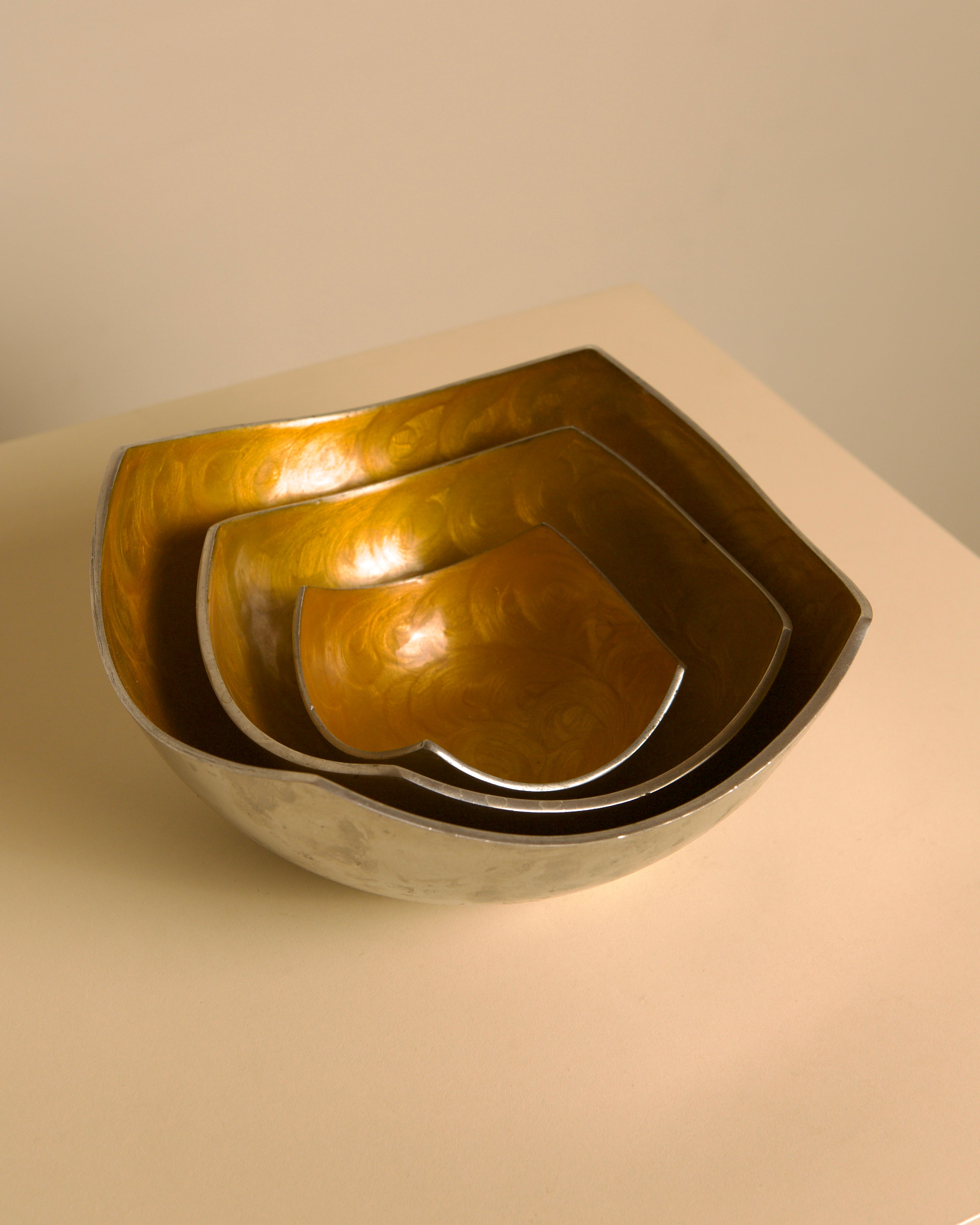 Set of 3 Brandani "Crema" Catchall Bowls, Italy, 1980s — lifestyle setting