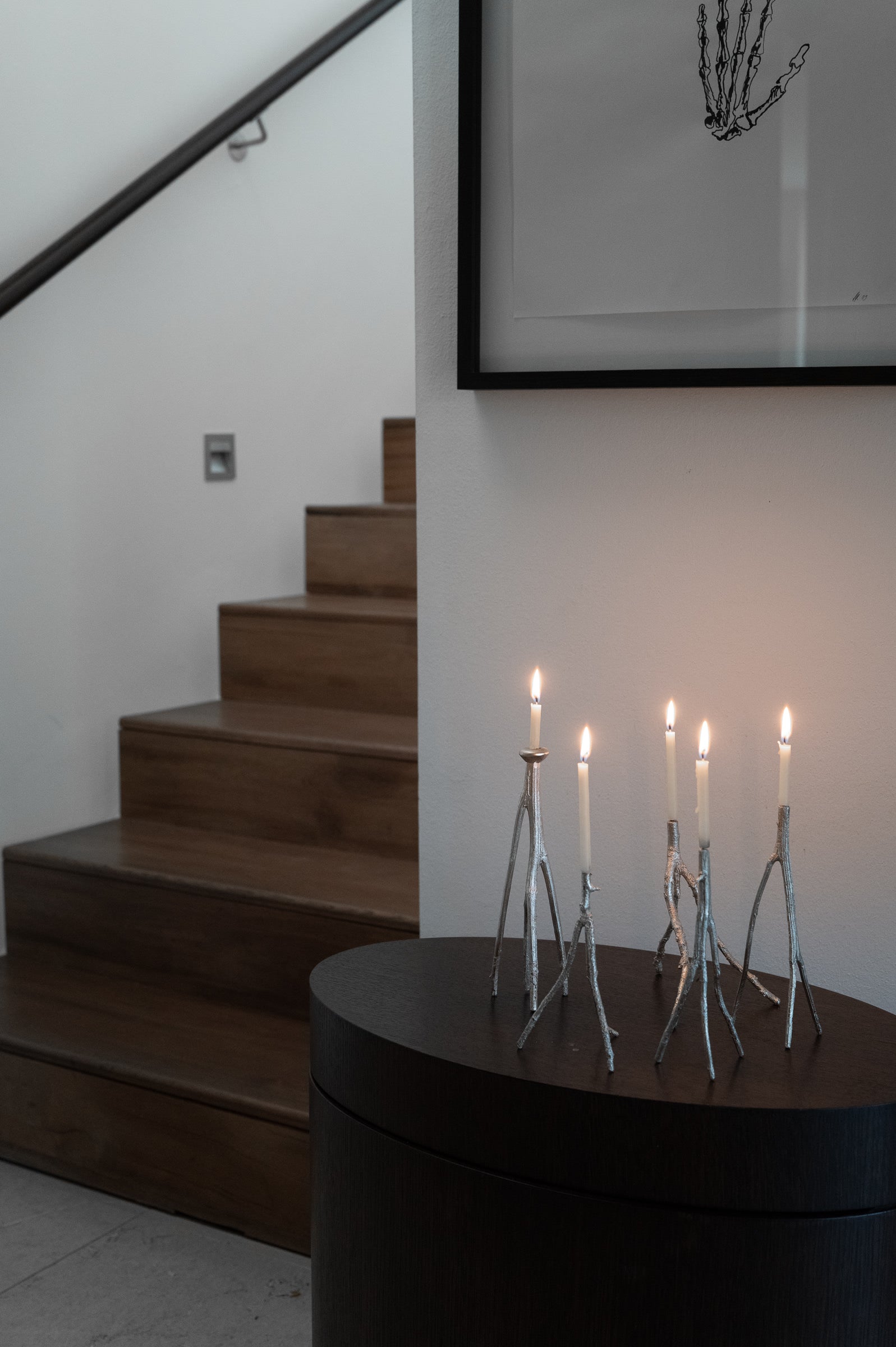 Botanical Candle Holders in Brass and Silver — side angle