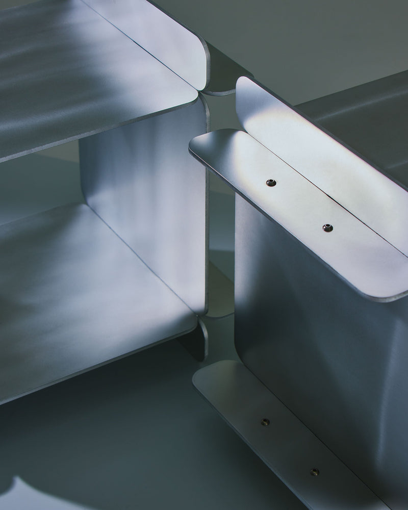 The Side Table — close-up of brushed metal edges