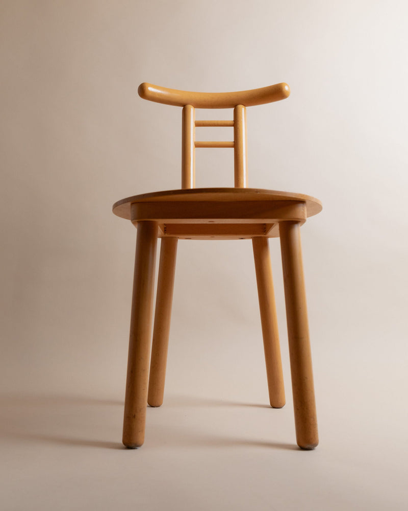 Wooden Chair - Minimalist Design, Italy 80s — front view of light wood seat and backrest