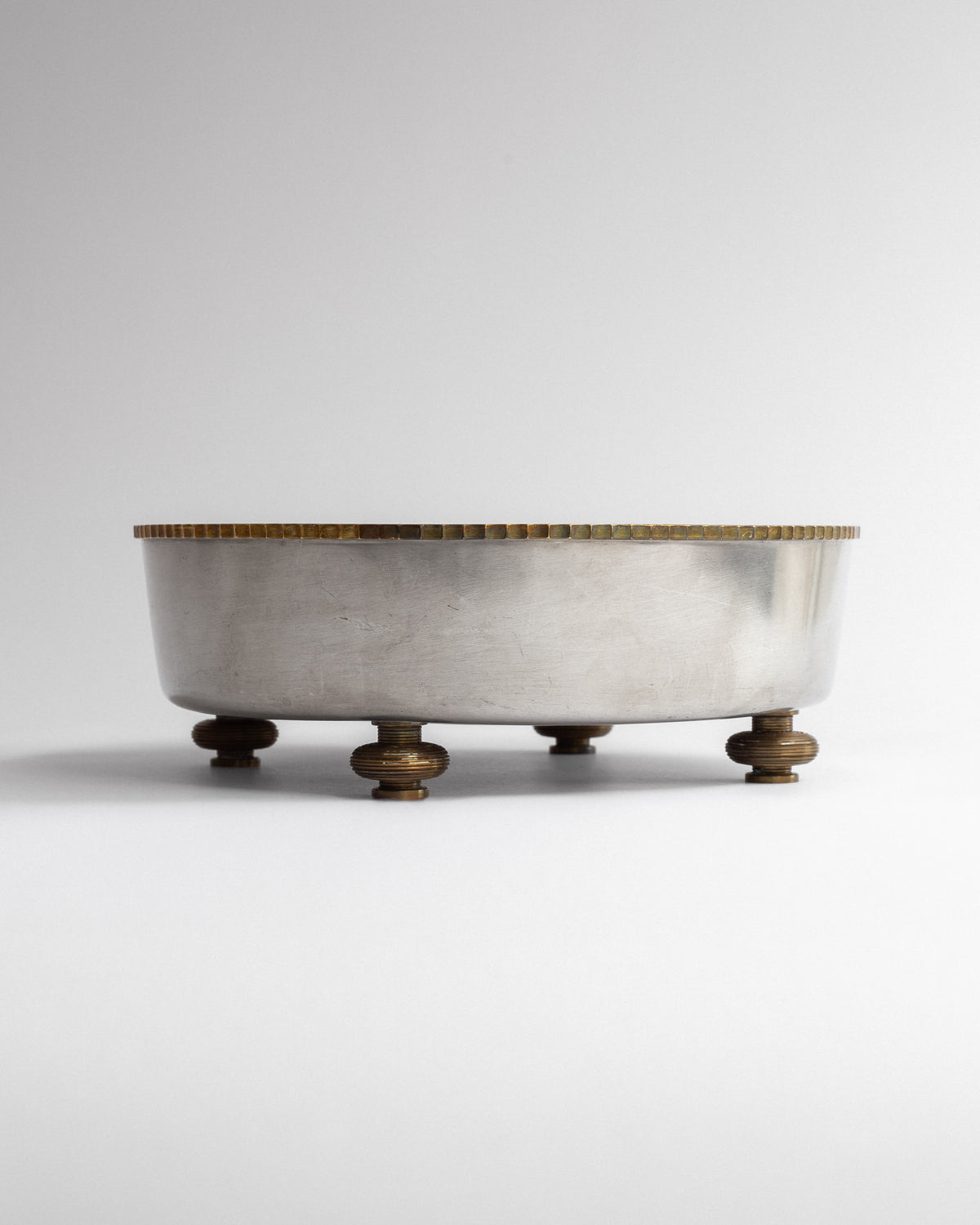 Art Deco Pewter and Brass Bowl by C.G. Hallberg, Sweden, 1933 — lifestyle setting