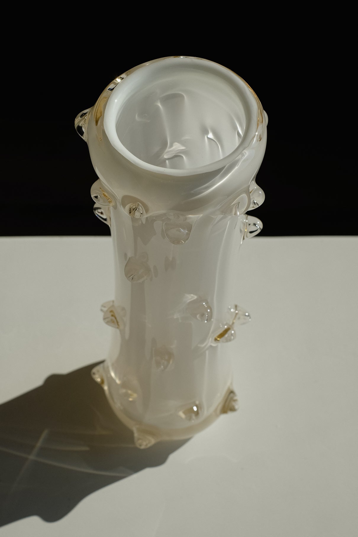 Ivory Sculpted Glass Vase 1950s — lifestyle setting