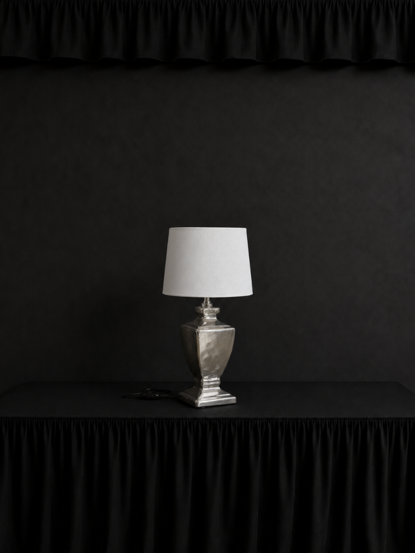 1980s Netherlands Vintage Aluminum Table Lamp in Metal — close-up