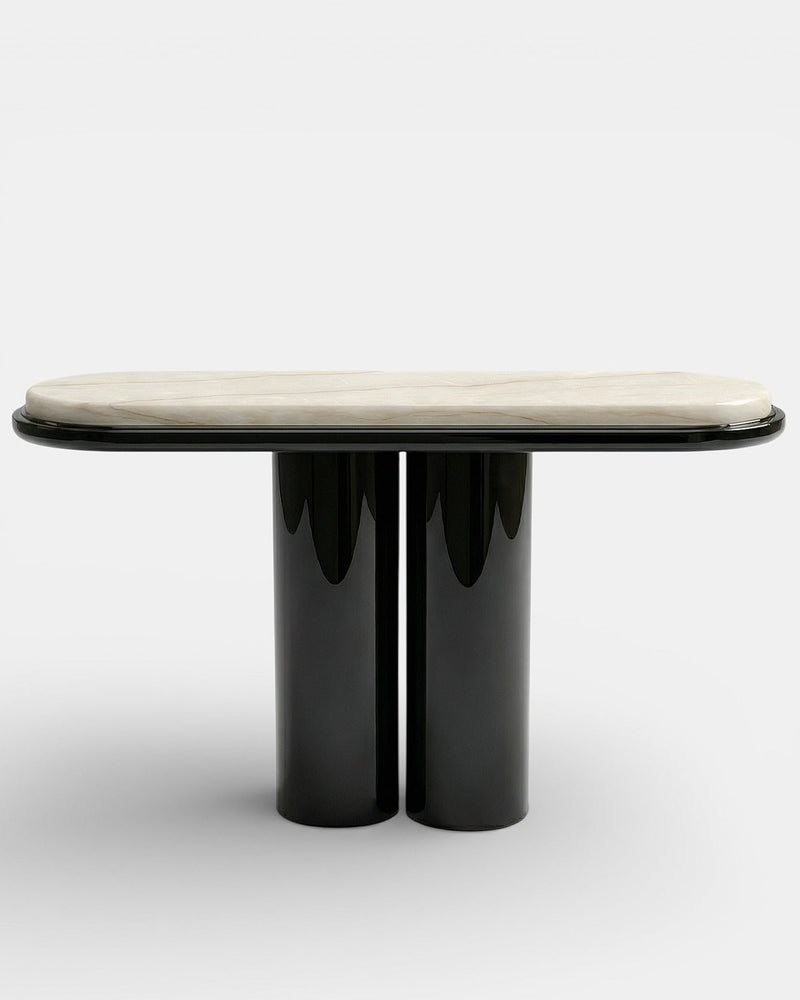 Ida Black Lacquered and Ivory Onyx Console by Marbera | The Oblist — modern black and ivory design