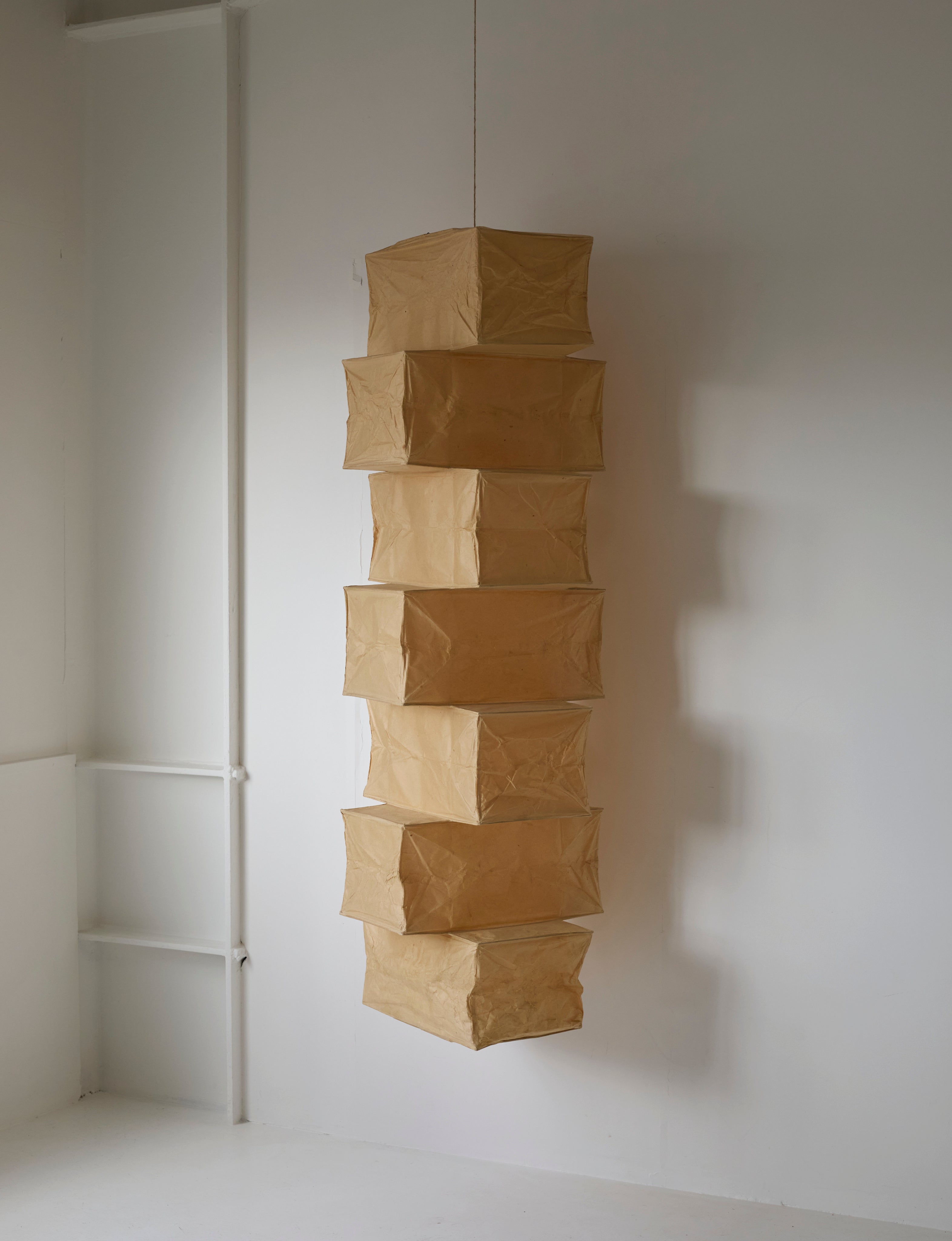 Rare Early Isamu Noguchi Akari 30P Pendant Light Sculpture Circa 1971 — side angle showing layered paper design