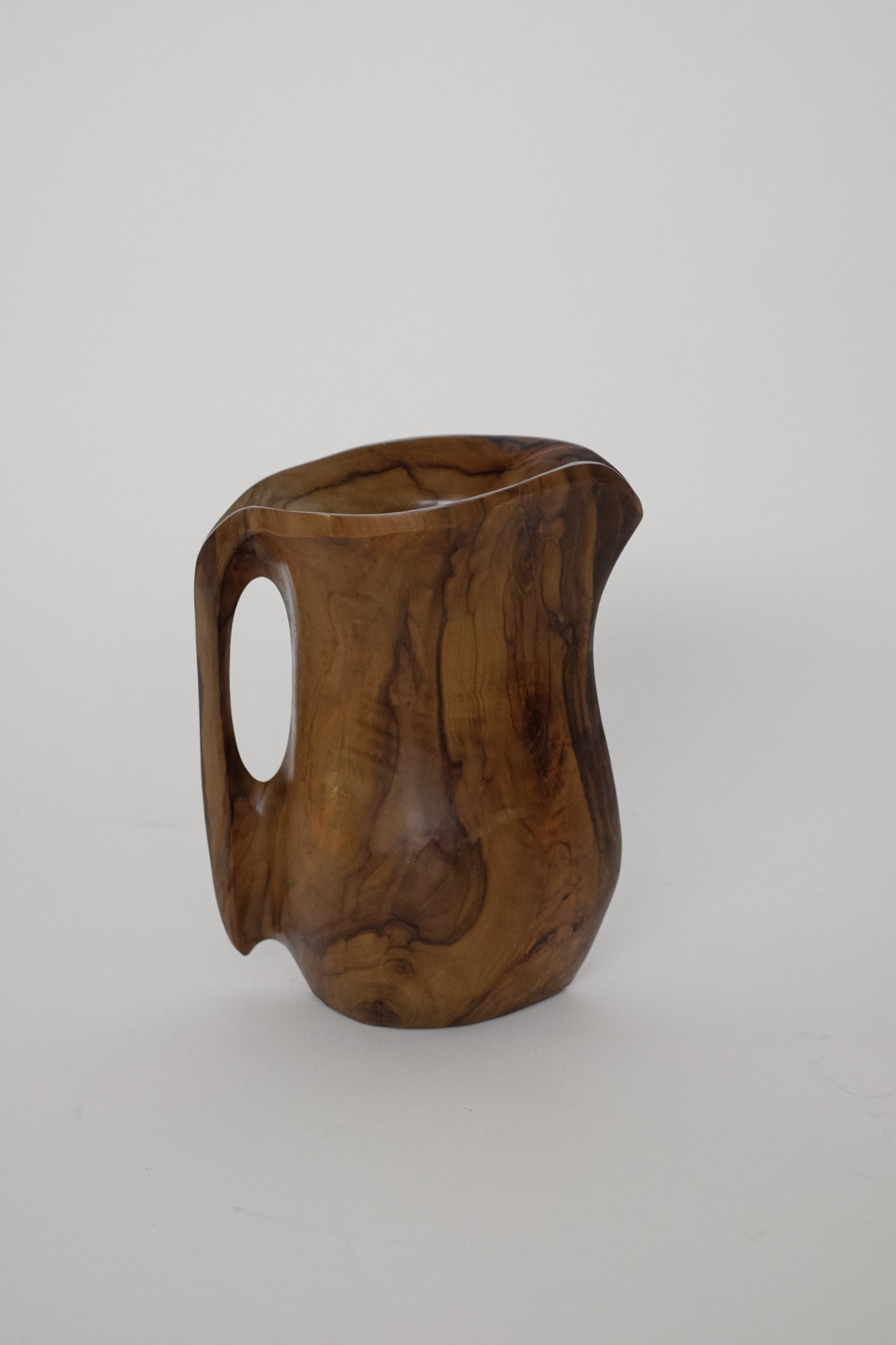 Handcrafted Vintage Wooden Pitchers — detail view