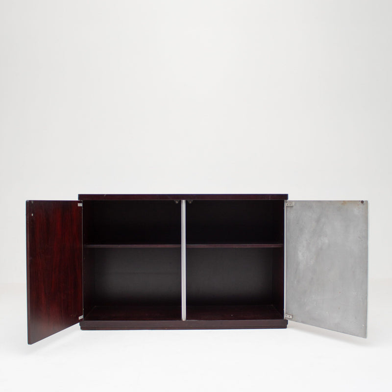 Modern Italian Sideboard/Cabinet in Wood and Metal — open view showing interior storage space