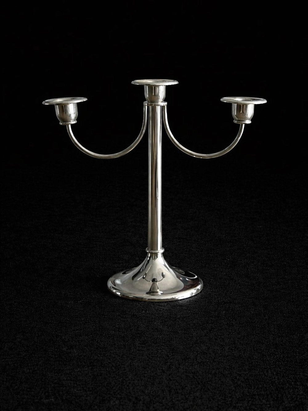 80s WMF Art Nouveau 3-Arm Candelabra — side angle