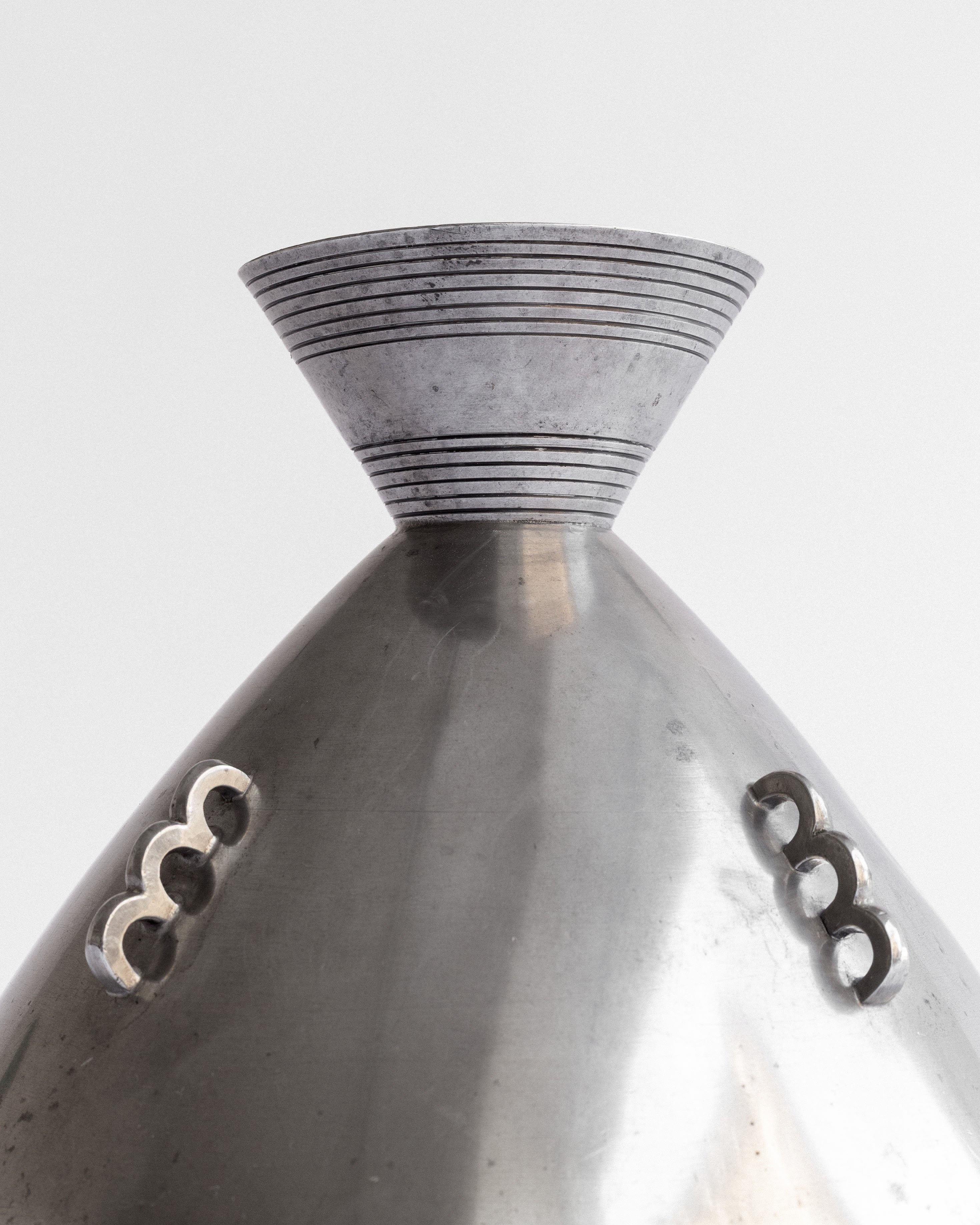 Art Deco Pewter Vase by Sylvia Stave, Sweden, 1930s — close-up