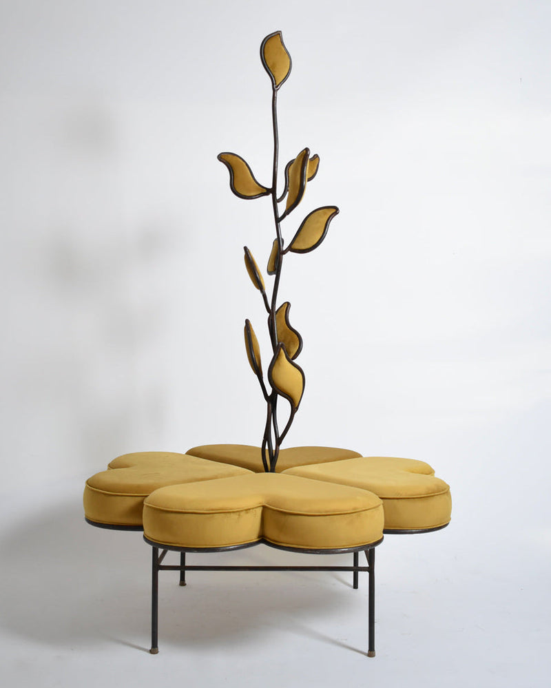 Hotel borne armchair, 1980s by Barracuda Interiors | The Oblist — yellow upholstery, metal frame