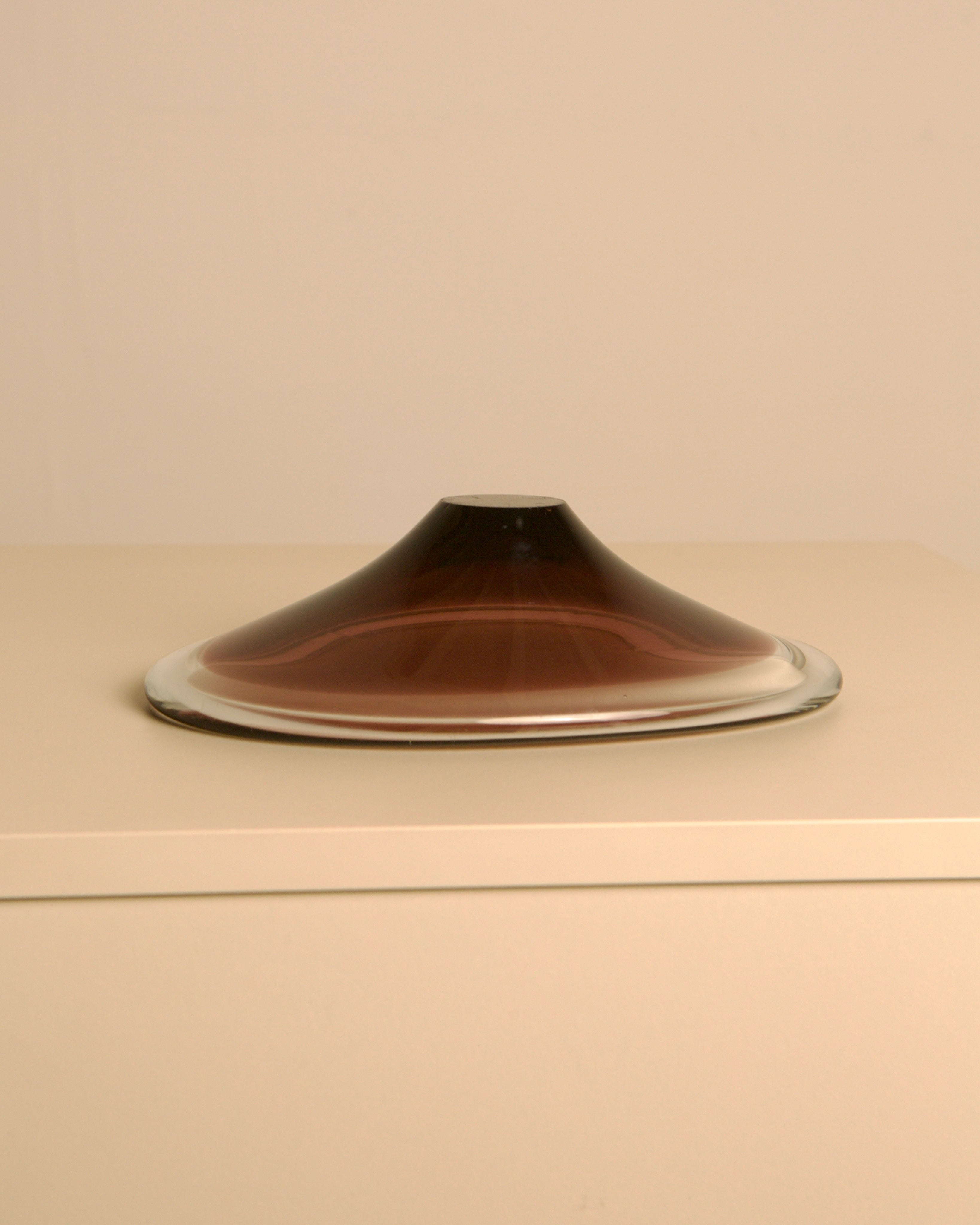 80s Murano glass burgundy oval trinket dish — lifestyle setting