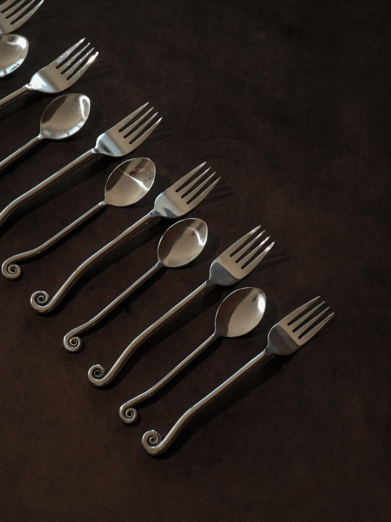 12-Piece Inox Cutlery Set with Spiral Handles — close-up