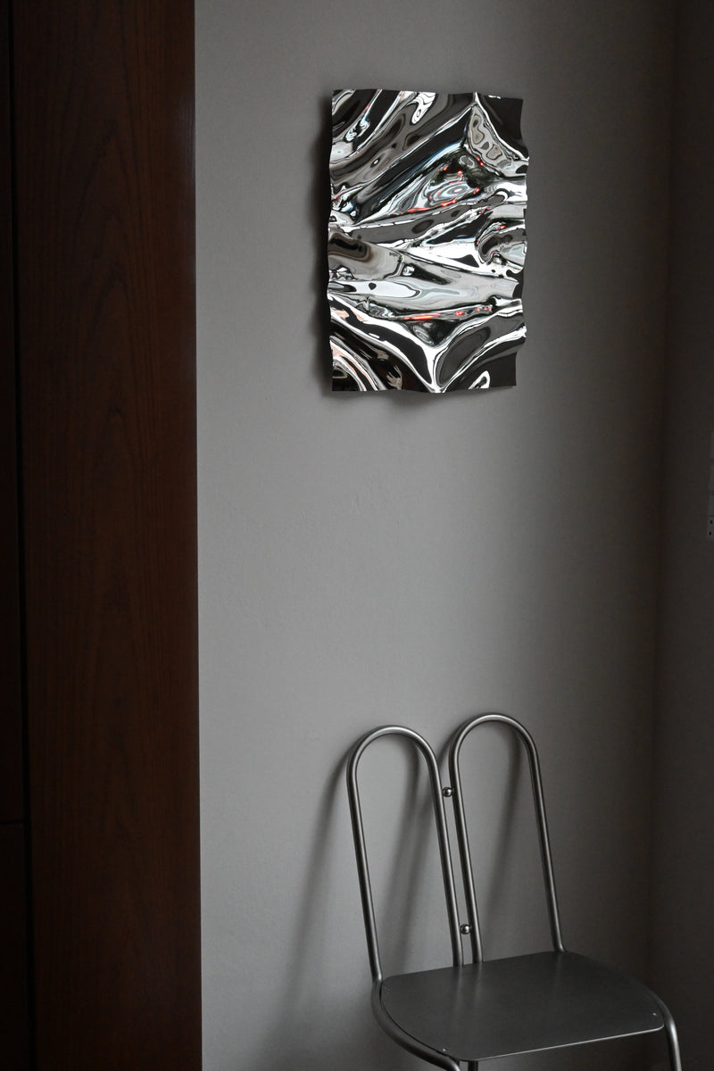 Psychedelic Mirror 35x50cm — close-up of reflective wavy surface on wall