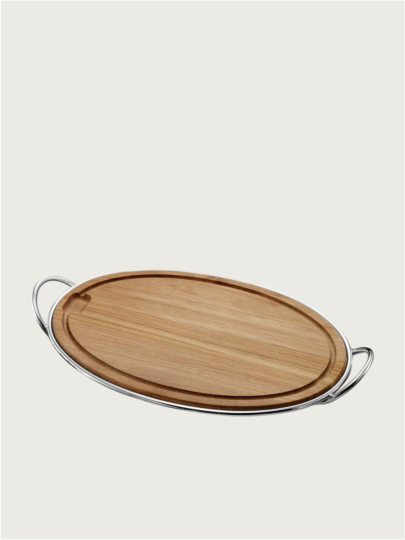 Oval Cutting Board with Metal Support by Zanetto | The Oblist — bamboo wood, modern design