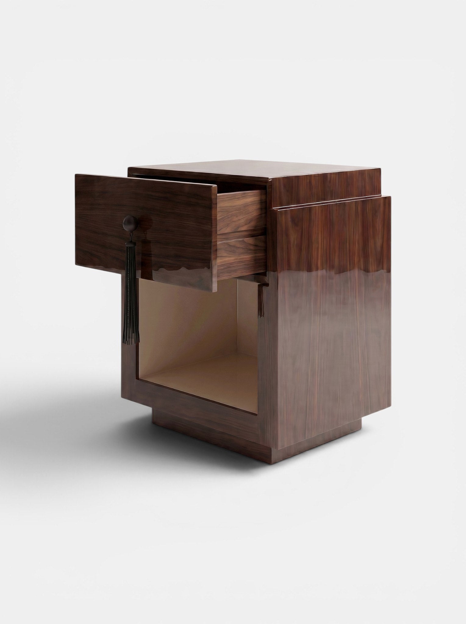 Leo Glossy Wood And Off-white — detail view