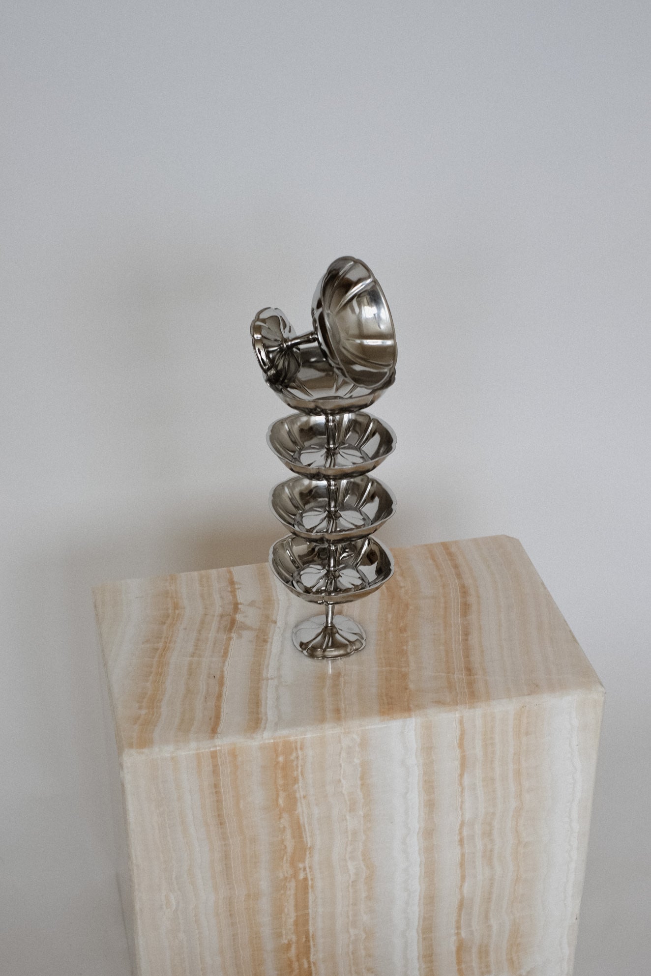 Set Large Ice Coupes — angled view on marble pedestal