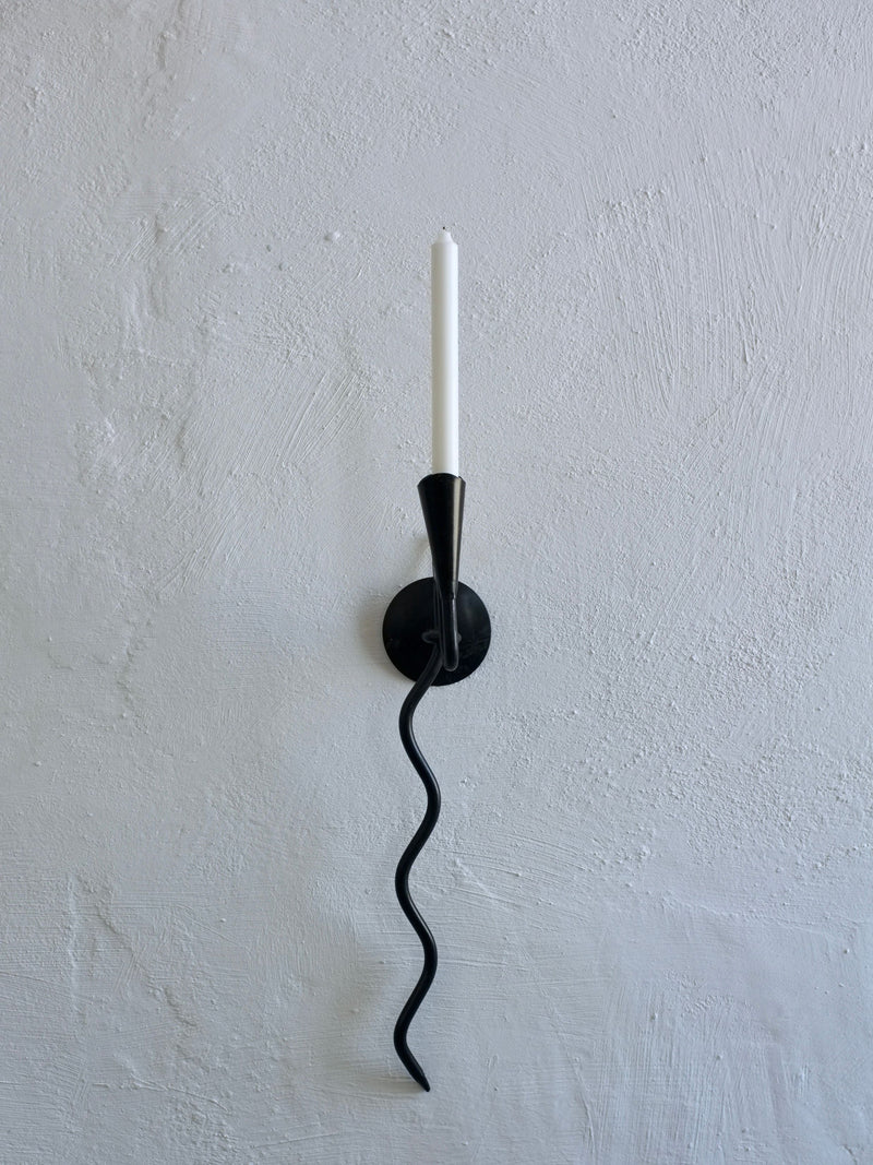 Brutalist Black Snake Wall Sconce Candle Holder, 1960s by Veter Vintage | The Oblist — black metal design
