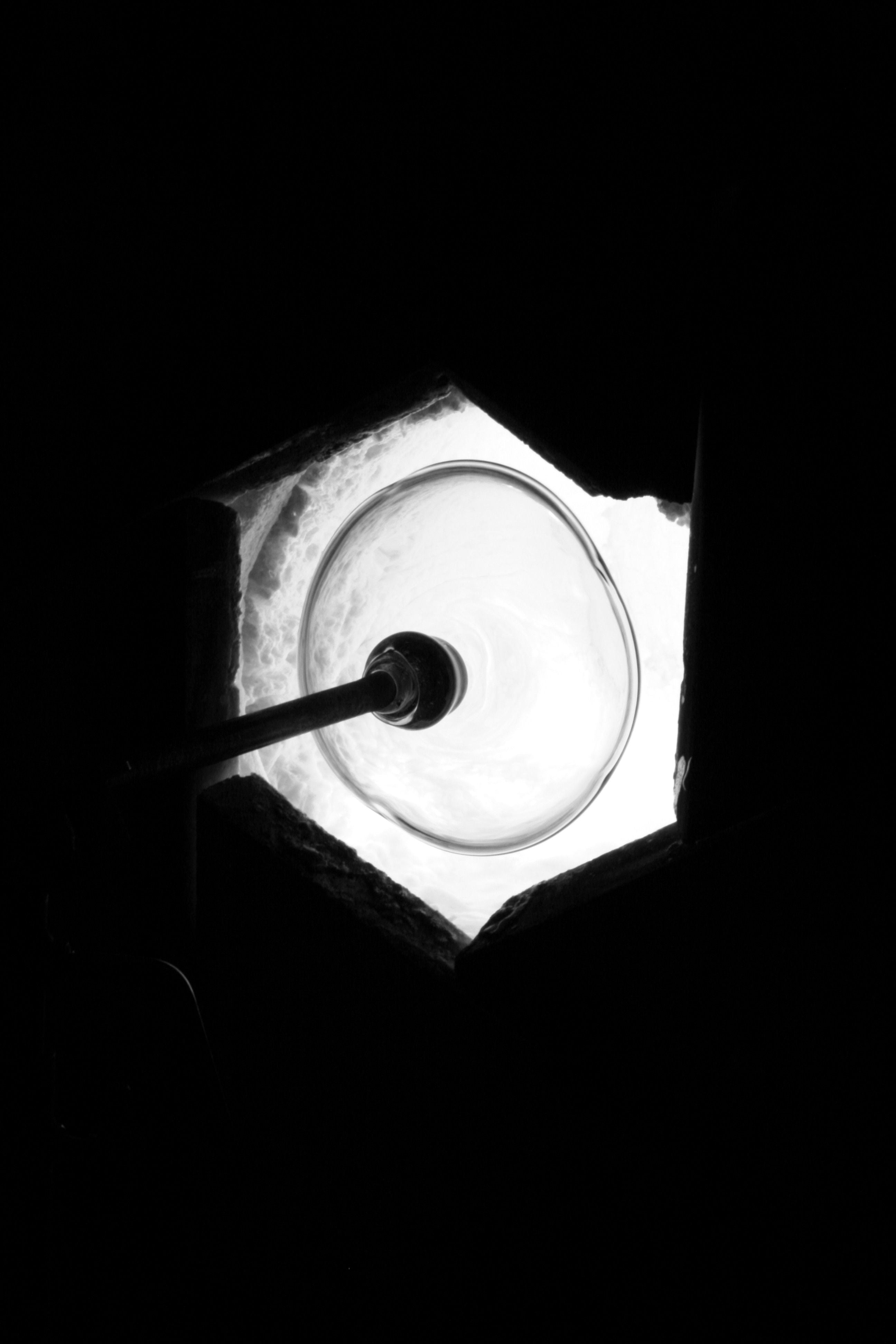 Glass Sculptures SEAGLASS | color midnight black — top view of glass bowl in workshop