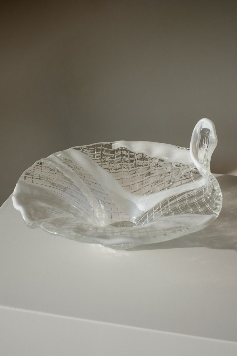 Italian Glass Bowl — close-up of textured clear glass surface