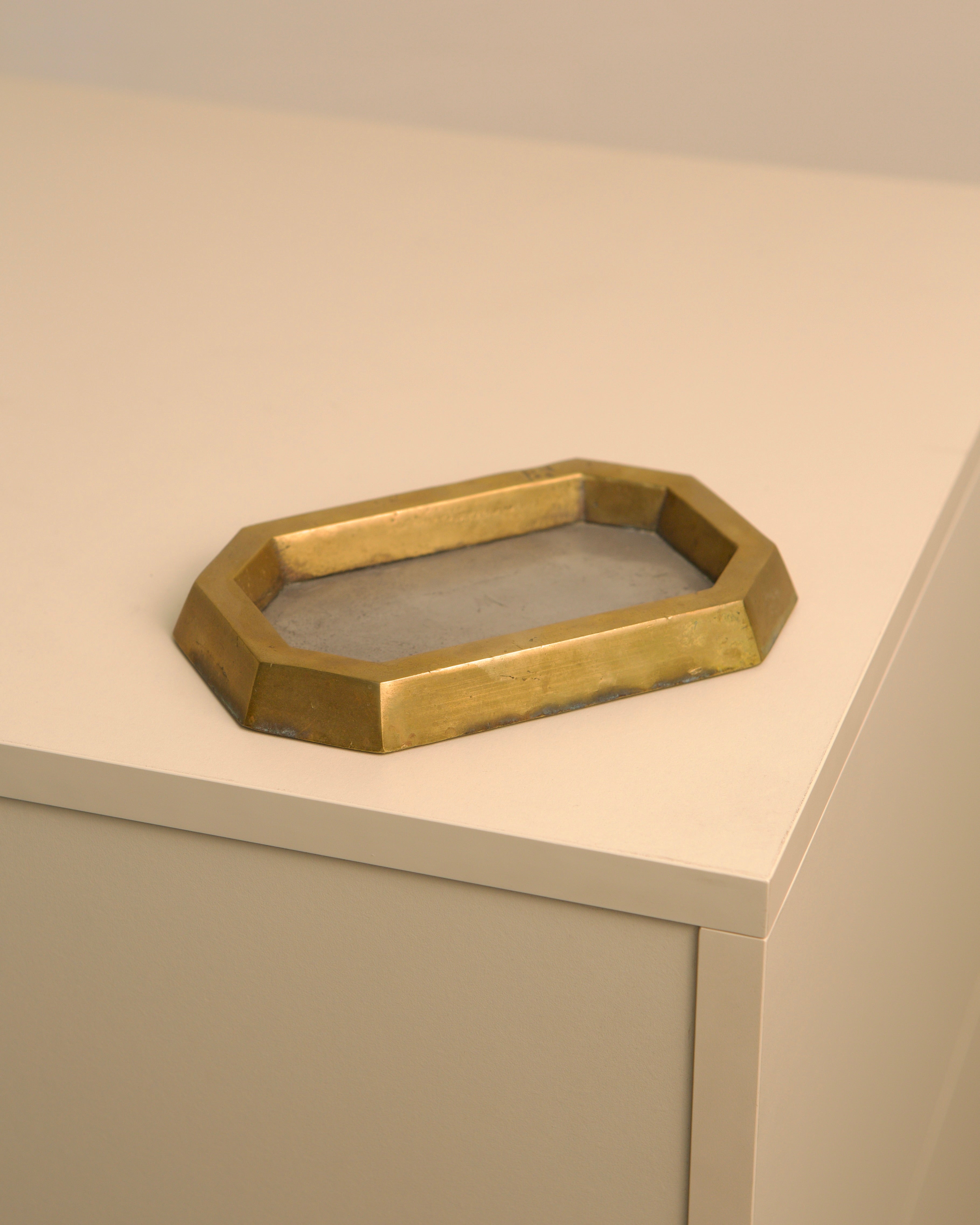 Vintage brass octagonal vide-poche tray by David Marshall 1970s