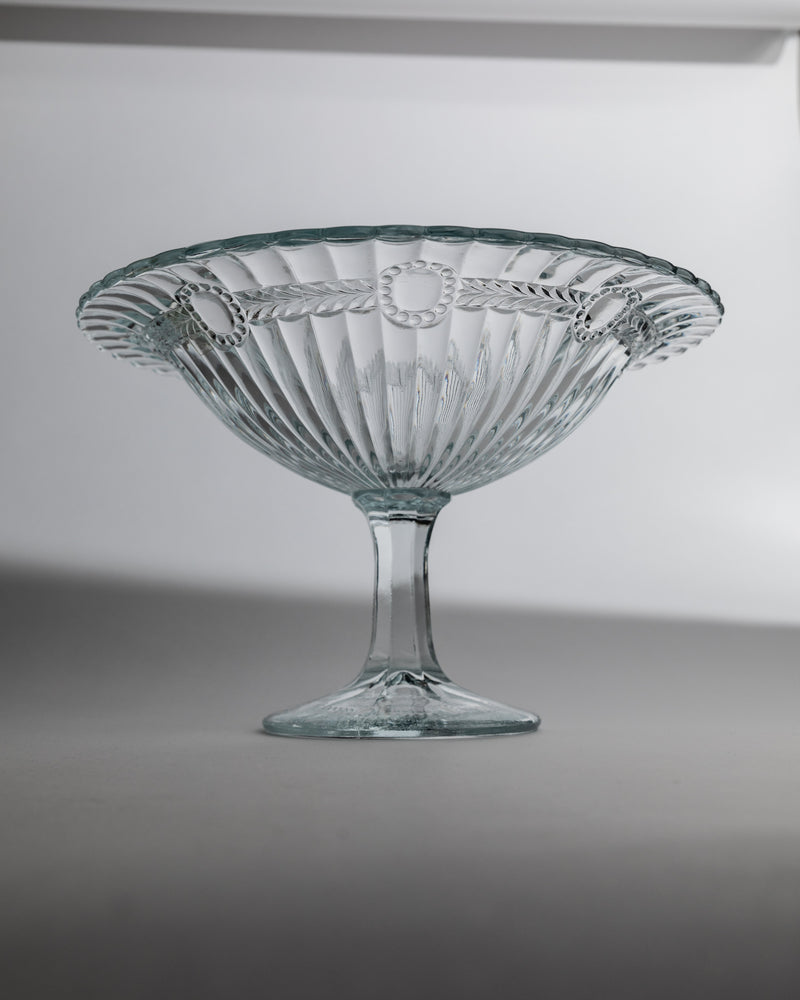 Vintage 1910s crystal serving bowl with ribbed design by Olivia Zabkowice