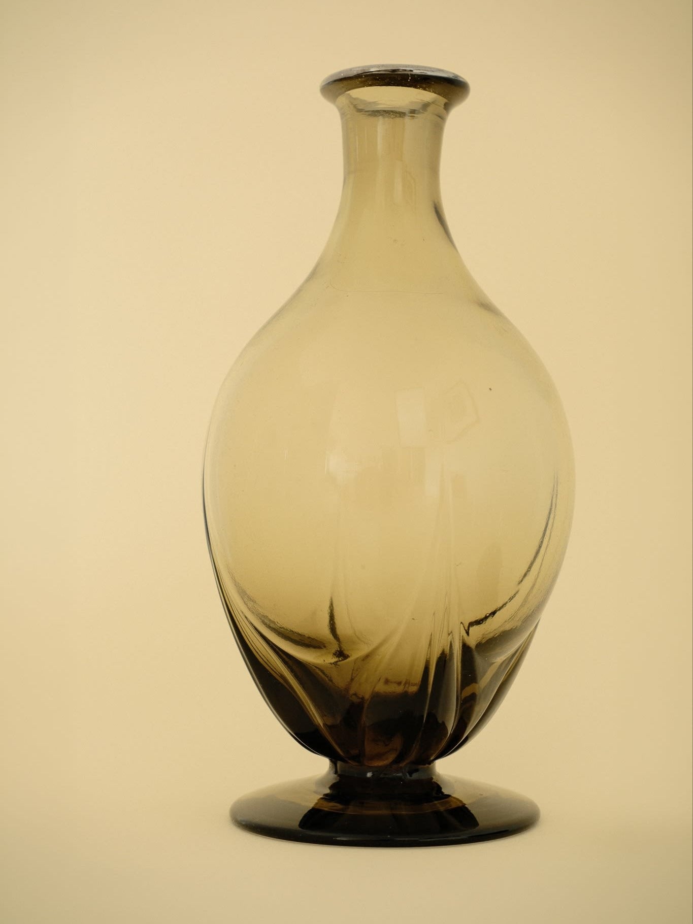 Art Deco Smoked Glass Decanter — side angle