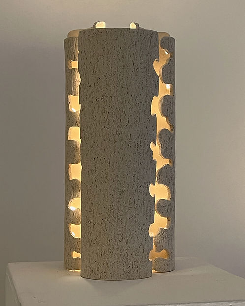 Untitled - Table Lamps in Ceramic — top view of textured ceramic lamp